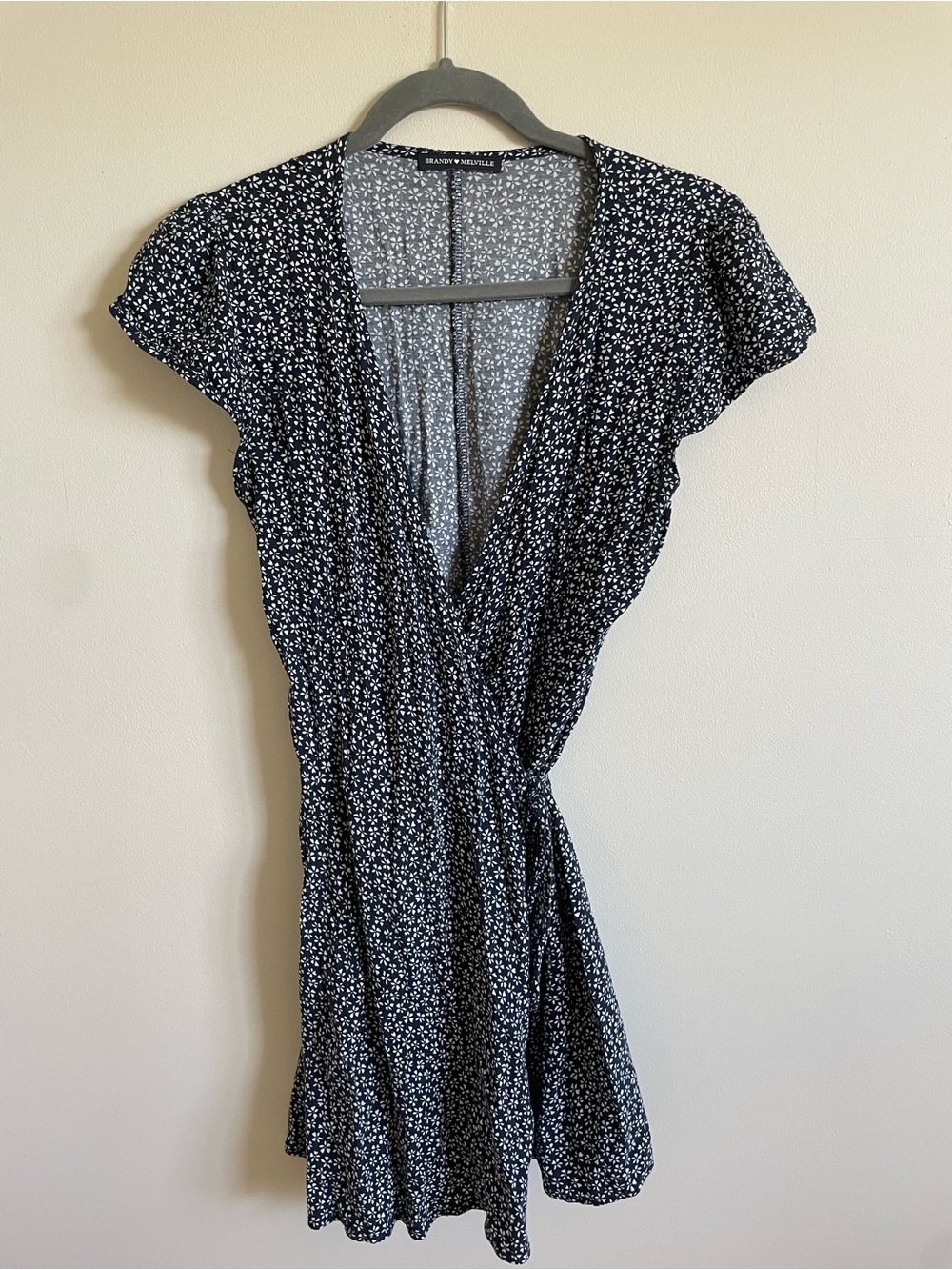 Brandy Melville navy  Floral Wrap Dress